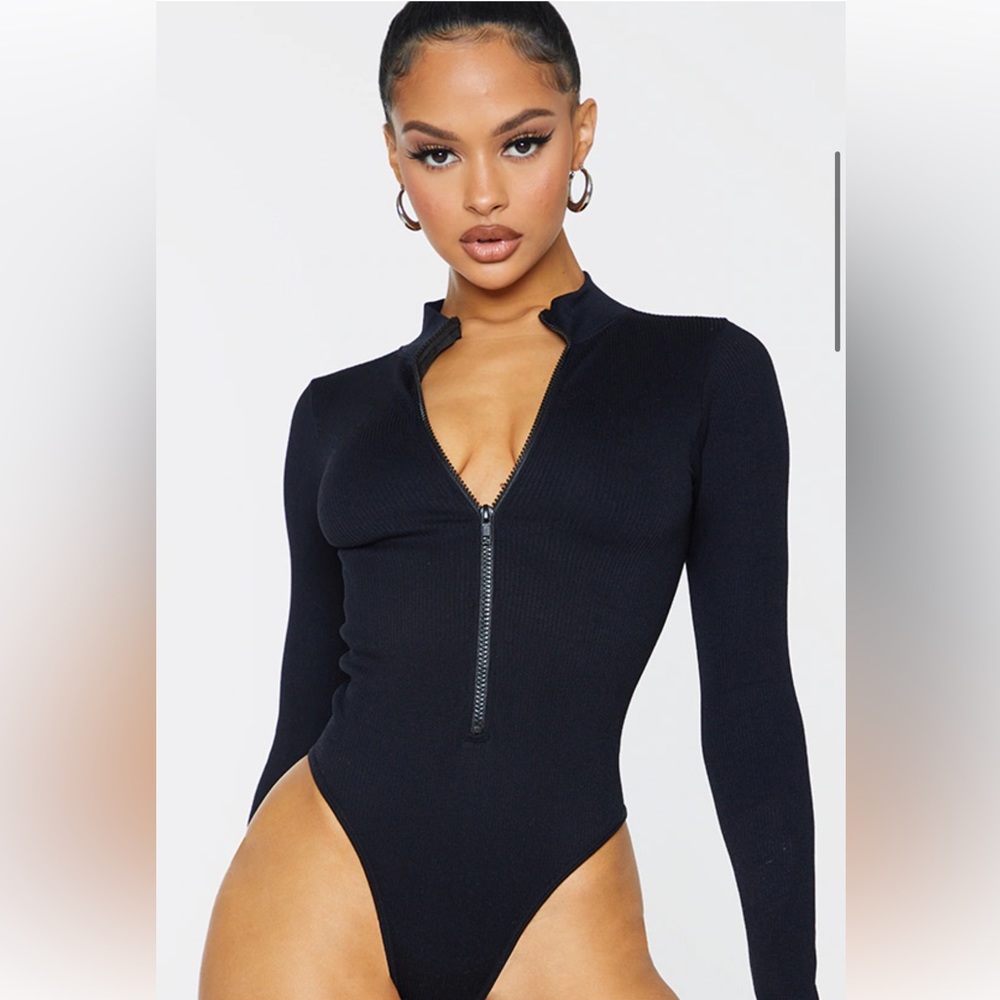 black zip up never worn bodysuit